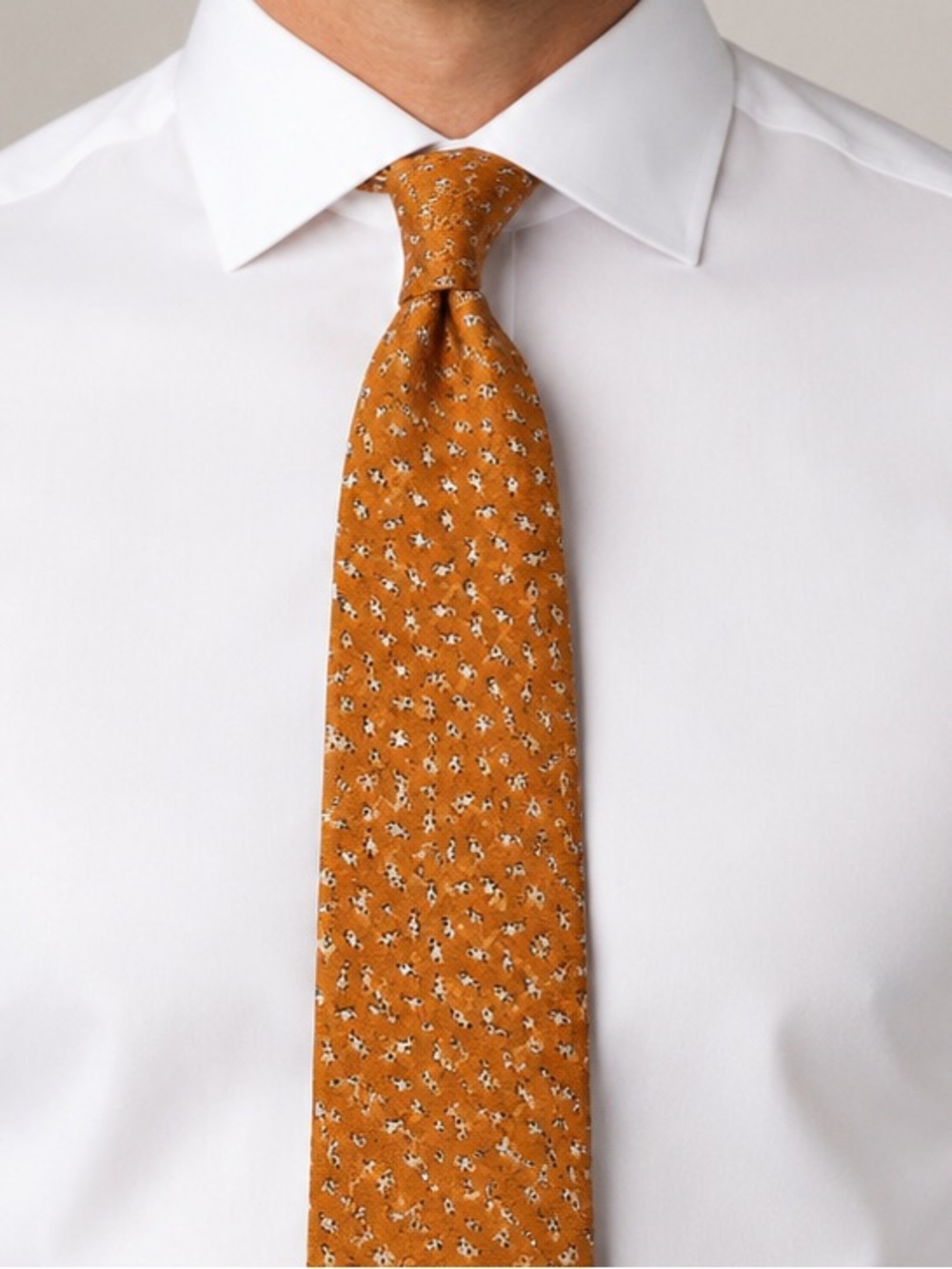 Isaia Seven-Fold Rust Tie with Animal Motif